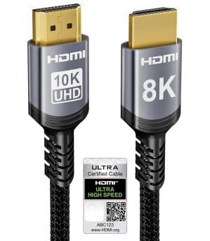 10K 8K 4K HDMI 2.1 Kabel 2 m, zertifiziertes 48 Gbit/s Ultra High Speed ​​geflochtenes HDMI-Kabel, unterstützt Dynamic HDR, eARC, Dolby Atmos, 8K@60 Hz, 4K@120 Hz, HDCP 2.2 2.3, kompatibel mit TV-Monitor und mehr