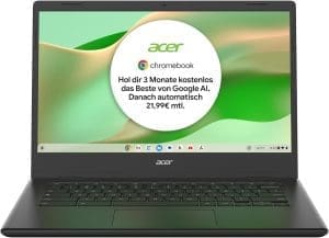 Acer Chromebook 314 (CBOA314-1H-C32M) Laptop | 14" FHD-Display | Intel Celeron N4500 | 4 GB RAM | 128 GB eMMC | Intel UHD-Grafik | Google ChromeOS | schwarz