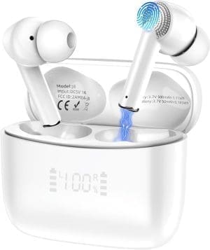 Bluetooth Kopfhörer, Kopfhörer Kabellos Bluetooth 5.3 In Ear Kopfhörer mit 4 ENC Mic, Neue Kabellose Kopfhörer Tiefer Bass Wireless Earbuds 40Std, IP7 Ohrhörer Wasserdicht LED-Anzeige/USB-C (Weiß)