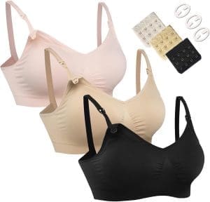 HOFISH Damen 3er-Pack voller Fehlschlag Nahtlose stillen Schwangerschafts-BHs Bralette mit extra-BH-Verlängerungen und Clips