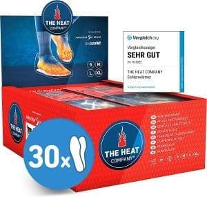 THE HEAT COMPANY Sohlenwärmer - 5, 10 oder 30 Paar - EXTRA WARM - Wärmesohlen - Fußwärmer - 8 Stunden warme Füße - sofort einsatzbereit - luftaktiviert - rein natürlich – Small, Medium, Large, X-Large