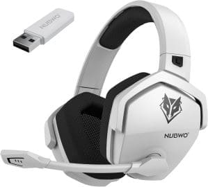 NUBWO G06 Dual Wireless Gaming Headset mit Mikrofon für PS5, PS4, PC, Mobil: 2,4 GHz Wireless + Bluetooth – 100 Stunden – 50 mm Treiber – Weiß