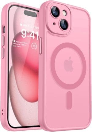 CANSHN 2024 Neu für iPhone 15 Hülle mit Kameraschutz für Magsafe (TOP Militärschutz & Magnetkraft) Extrem Haltbarkeit Hülle iPhone 15 Case Stoßfest, Rosa