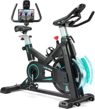 (2024 Aktualisierte) Wenoker Heimtrainers Fahrrad mit magnetischem Widerstand, Indoor Fitnessbike Heimtrainer Kardio Training Fitnessbikes Hometrainer Fahrrad 160 kg Belastbar