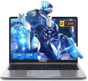 ACEMAGIC Laptop, Metallgehäuse, 16 Zoll FHD, 16 GB DDR4, 512 GB SSD Notebook-Computer, In-tel Quad-Core N97 (bis zu 3,60 GHz) Beats N5095, leichter Laptop mit WLAN, BT5.0, USB 3.2 x 2, Typ C (Grau)