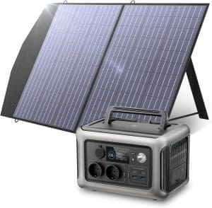 ALLPOWERS Solargenerator R600, 299WH LiFePO4 Batterie, 2x 600W (1200W Spitze) AC Ausgang Tragbare Powerstation mit 100W Solarpanel, Mobile Stromversorgung für Garten Reise Camping Wohnmobil Notfall