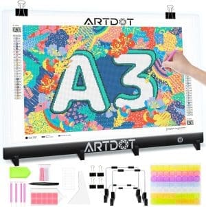 ARTDOT Leuchttisch A3 als 5D Diamond Painting Zubehör, einstellbare Helligkeit Diamant Painting Lichtplatten mit Ständer für Diamond Painting Erwachsene