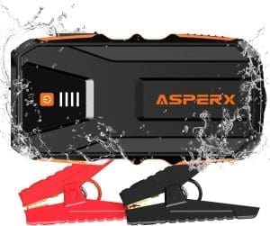 ASPERX Starthilfe Powerbank 3000A 12V(Bis Zu 10,0L Benzin oder 8,0L Diesel) Auto Starthilfe mit LED Taschenlampe, Kompass und IP64 Wasserdicht Starthilfegerät für PKW LKW UTV Van Motorrad