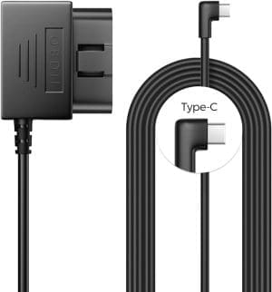 AZDOME Type C Port OBD Hardwire Kit Power Cable Dash Cam, Support Parking Mode, 11FT 12V-24V to 5V for Car Camera with Type C Port, Low Voltage Protection