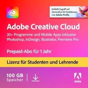 Adobe Creative Cloud Alle Apps|Student&Lehrer|1 Jahr|PC/Mac|Digitaler Download