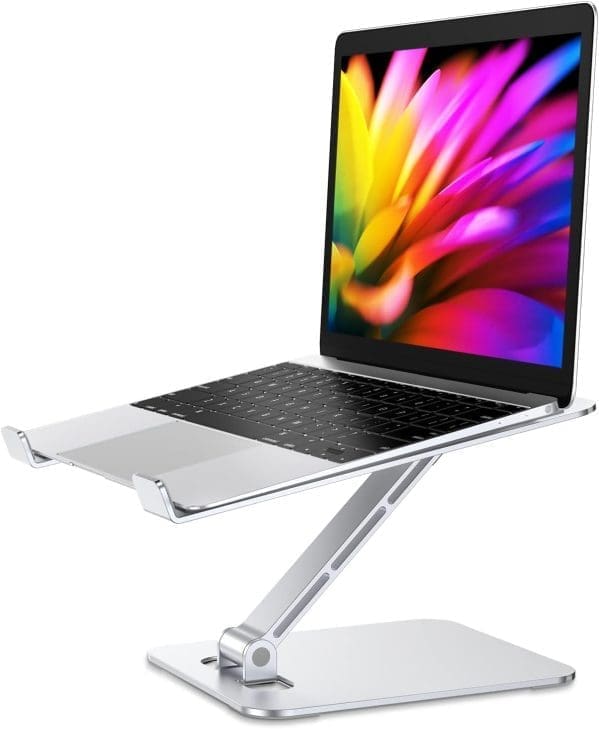 Babacom Laptop Ständer Höhenverstellbar, Faltbarer Laptop Stand aus Aluminiumlegierung Ergonomischer, Belüfteter Laptopständer Kompatibel mit MacBook Air, Pro, Samsung, allen Laptops 10-16" (Silber)