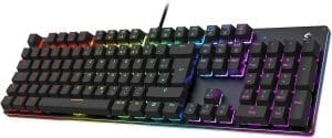 Black Shark Mechanische Gaming-Tastatur, RGB-Beleuchtung, QWERTZ-deutsches Layout, rote Schalter, Anti-Ghosting 105 Tasten, Metallplatte, voll programmierbare Gaming-Tastatur, für PC-Gamer