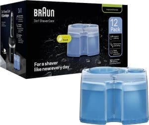 Braun 3-in-1 ShaverCare Reinigungskartuschen für Reinigungsstationen, reinigt Rasierer 10x besser als Wasser, ORIGINAL Kartusche, hygienische Reinigung, Entfernt Haare und Hautpartikel, 12er Pack