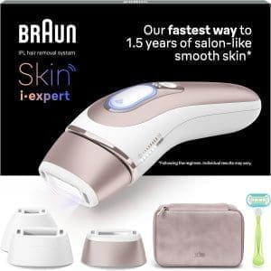 Braun Smart IPL Skin i·expert, Haarentfernung für zu Hause, Gratis App, Aufbewahrungstasche, Venus Rasierer, Designed In Germany, 3 smarte Aufsätze für Gesicht & Körper, PL7253