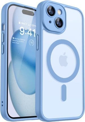 CANSHN 2024 Neu für iPhone 15 Hülle mit Kameraschutz für Magsafe (TOP Militärschutz & Magnetkraft) Extrem Haltbarkeit Hülle iPhone 15 Case Stoßfest, Himmelblau