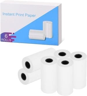 CalineGam 6 Rollen Druckpapier für Kinderkameras, Sofortdruck Thermopapier, Druckerpapier Thermodruckerpapier für die meisten Kinder Sofortbildkameras (2,16 Zoll x 1,1 Zoll)