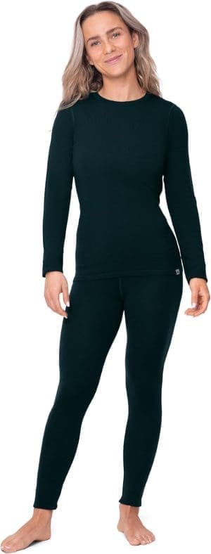 DANISH ENDURANCE Merino Women's Thermal Underwear, Premium Ski Underwear, Functional Underwear Set, Warm & Breathable, Merino Underwear Women