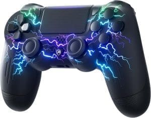 ECHTPower Wireless Controller für PS-4, LED Game Controller kompatibel mit PS-4/Slim/Pro/PC, Gamepad mit Dual Vibration, RGB, 1000 mAh Akku, 6-Achsen, Touchpad, Kopfhöreranschluss, Screenshot Schwarz