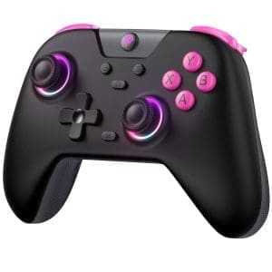 EasySMX X05 Controller PC mit 7 Farbe RGB Licht, Controller PC kabellos mit Hall Joysticks & Hall Triggers, Bluetooth Controller für PC/ Switch/ Steam/ Handy-Schwarz