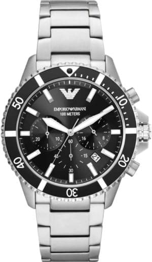 Emporio Armani Herren-Chronograph aus Edelstahl, Gehäusegröße 43 mm