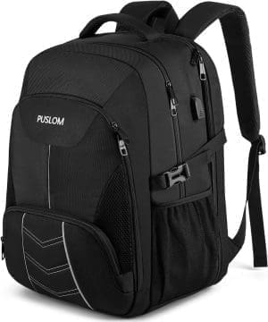 Extra Großer Rucksack Herren 55L Wasserdicht 18,4 Zoll Laptoptasche Arbeit Laptop mit USB Ladeanschluss Anti Diebstahl Business Reisen Schulrucksack für Männer Frauen Jungen Teenager Schwarz