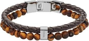 Fossil Vintage Casual Herren Leder oder Edelstahl mit Karabiner, Schließe oder Faltschließe Armband