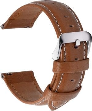 Fullmosa Uhrenarmband in 12 Farben, Lederarmband der Axus-Serie, Ersatz-Uhrenarmband, mit Edelstahl-Metallschließe, für Damen und Herren, 14/16/18/19/20/22/24 mm, 20 mm, Braun