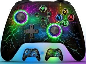 HELLCOOL Switch Controller – Kabelloser Controller für Switch/Lite/OLED-Konsole – Switch-Controller mit coolem RGB-Look, programmierbar/Turbo/Wake-Funktion, präzise Joysticks, Dual-Motoren-Vibration