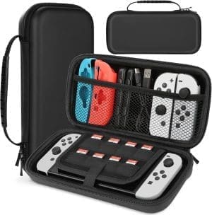 HEYSTOP Switch OLED Tasche Kompatibel mit Nintendo Switch, Nintendo Switch/Switch OLED Tragetasche mit Mehr Platz, Schutzhülle Hülle Case für Nintendo Switch/Switch OLED Zubehör,Schwarz