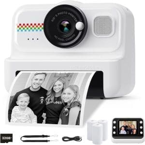 HiMont Kinderkamera Sofortbildkamera, 1080P Sofortbildkamera Kinder mit 32GB Karte & 3 Rollen Druckpapier, lustige Kinderspielzeug Geschenke für Jungen & Mädchen von 3-12 Jahren