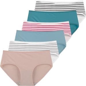 Innersy Damen-Unterwäsche, Baumwolle, atmungsaktive Hipster-Unterwäsche, Basic, bequeme Höschen, 6er-Pack