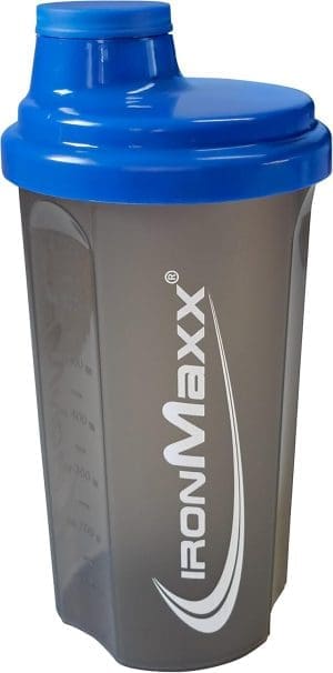 IronMaxx Protein-Shaker mit Schraubverschluss, blau/grau, 700 ml (1 Stück)