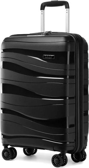 KONO Trolley-Koffer mit Beauty-Case, 100 % PP-Kofferset, schwarz