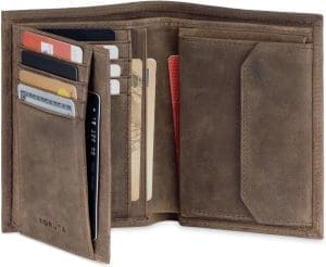 KORUTA Leder Geldbörse Herren mit RFID Schutz I Portemonnaie Groß mit Münzfach I 13 Fächer I Echtleder Geldbeutel für Männer I Brieftasche Wallet Portmonee braun