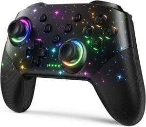 Kabelloser Controller, kompatibel mit Switch/Switch Lite/Switch OLED/Windows/iOS/Android, programmierbarer 1000-mAh-Pro-Controller mit RGB-LED-Sternlicht, One-Key-Pairing, Wake-up-Turbo-Motion-Vibration