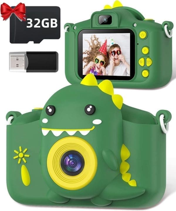 Kinderkamera, Gofunly Kinderkamera 1080P 2,0 Zoll Bildschirmkamera Kinder mit 32 GB Karte Selfie Digitalkamera Kinder Fotokamera Kinder für 3-12 Jahre Jungen und Mädchen Weihnachtsspielzeug