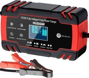 Ladegerät Autobatterie, 12V/24V 8A KFZ Batterieladegerät Vollautomatisches Intelligentes Erhaltungsladegerät, LCD-Bildschirm Vollautomatisches Ladegerät für Auto, Motorrad, Rasenmäher oder Boot