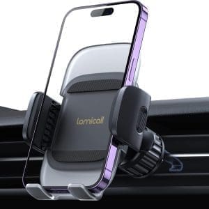 Lamicall Handyhalterung Auto, Handy Autohalterung - (2024 Federclip) Universal Lüftung Handyhalter Auto, 360 Grad Vent KFZ Halterung für iPhone 16/15/14/13/12 Pro Max Plus, Samsung 4-7 Zoll Smartphone