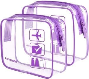 Lermende Transparenter Kulturbeutel, Flüssigkeitsbeutel, Handgepäck, TSA-zugelassene Kosmetiktasche, transparente Tasche, flughafenkonforme Tasche, Reisetasche, Flugzeug-Reisetasche, 1 Liter