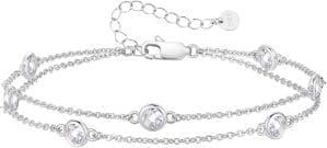 Louisa Secret Damen-Armband, geschichtet mit Geburtsstein-Anhängern, Doppelkette für Frauen und Mädchen, Armbänder aus 925er Sterlingsilber, Geburtstag, Jahrestag, Weihnachtsgeschenk für sie, Frauen, Freundin, Mutter