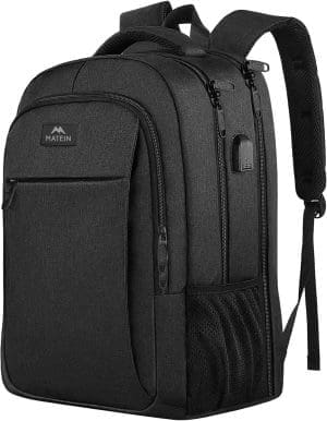 MATEIN Großer Herren-Laptop-Rucksack, 17,3-Zoll-Schulrucksack, Laptop-Tasche mit USB-Ladeanschluss, Anti-Diebstahl-Business-Rucksack, Arbeits- und Reiserucksack für Teenager, Notebook, College, Technik, Damen, Schwarz