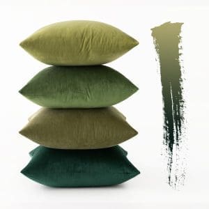 MIULEE Samt Kissenbezug Kissenhülle 4er Set Samtkissen Dekorative Dekokissen Couchkissen Zierkissen Deko Farbverlauf Bezugbezug für Wohnzimmer Kinder 40x40cm Forest Green Series