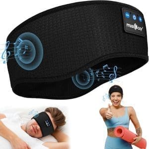 MUSICOZY Schlafkopfhörer Bluetooth, Schlaf Kopfhörer Stirnband Schlaf-Ohrhörer Headband Schlafmaske Sportskopfhörer 16+STD Bequemes Musik Stirnband zum Schlafen für Sport Training Joggen Yoga Reisen