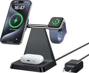 Mag-Safe Ladegerät Für iPhone Wireless Charger: 3 in 1 Mag-Safe Ladestation Kompatibel mit iPhone 16 15 14 13 12 Serie, Travel Induktive Ladestation Für Apple Watch & Air Pods (Schwarz)