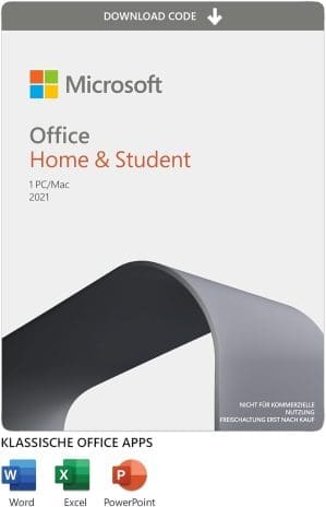 Microsoft Office 2021 | Zuhause & Student | 1 Gerät | 1 Benutzer | PC/Mac | Aktivierungscode per E-Mail