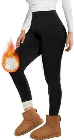 Missluck Thermo Leggings Damen Gefüttert Thermoleggings Verdickte Plüsch Thermohose Fleece Leggins Warme im Winter