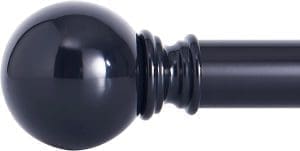 NICETOWN Gardienenstange Ausziehbar 122-218 CM Schwarze Vorhangstangen mit runden Endstücken für Verdunkelungsvorhänge Curtain Rods, 1 Läufig, Durchmesser 25MM