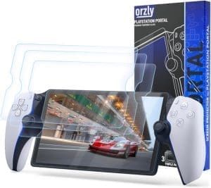 Orzly Glas-Displayschutzfolie für Playstation Portal Remote Player Handheld-Zubehör (4 Stück) – gehärtetes Glas Life Time Edition