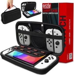 Orzly Hülle für Nintendo Switch – Poke (Rot/Weiß), Aufbewahrungstasche/Hartschale/Hülle/Schutzhülle für Nintendo Switch Konsole und Zubehör