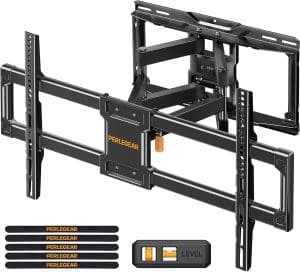 Perlegear TV-Wandhalterung schwenkbar für 42-84 Zoll Fernseher, neigbare ausziehbare Wandhalterung Fernseher, TV-Halterung max. Gewicht 60 kg, VESA 200 x 100 bis 600 x 400 mm